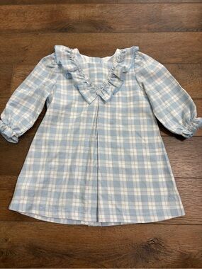 Delaney Blue Plaid Ruffle Collar Dress 24M Girls